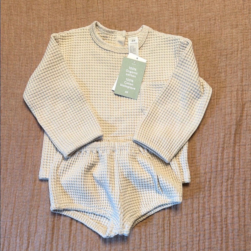 H&M Kids Organic Cotton Waffle Set – Cream